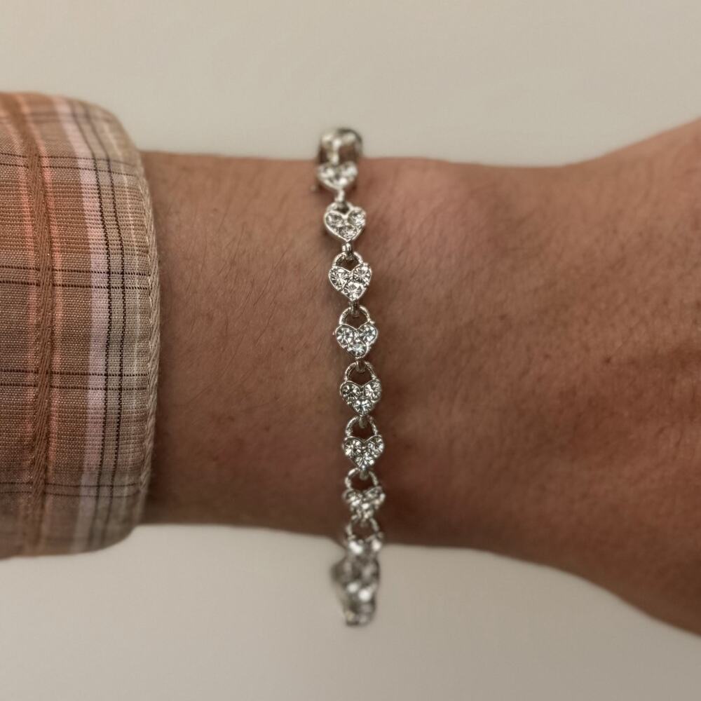 y2k essential silver jewel heart chain bracelet - Picture 7 of 7
